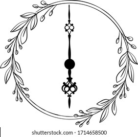 Nature Vintage antike Uhr Vektorillustration Design Sechs Uhr, Schwarze Farbuhr, Vektorillustration Illustration Design einzeln auf weißem Hintergrund.Uhrensymbol für Ihr Website-Design Uhrensymbol, App