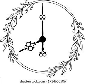 Nature Vintage antique clock vector design Eight o'clock, Black colour clock, vector illustration design isolate on white background.Clock icon page symbol for your web site design Clock icon logo