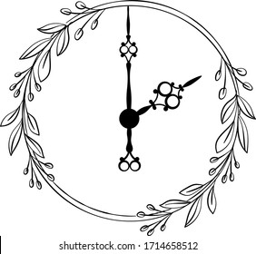 Nature Vintage antique clock vector design Two o'clock, Black colour clock, vector illustration design isolate on white background.Clock icon page symbol for your web site design Clock icon logo, app