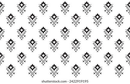 Nature vintage cross stitch traditional ethnic pattern paisley flower Ikat background.Design for background ,curtain, carpet, wallpaper, clothing, wrapping, Batik, vector illustration.