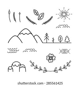 nature vintage design element with background, hand draw illustration, vector
