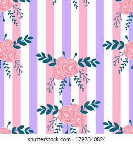 Nature Vintage Pattern, Seamless Bouquet Pastel Color Pattern, Fashionable, Vector Illustration EPS 10.