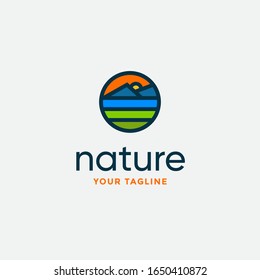 nature in vintage style design logo template
