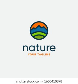 nature in vintage style design logo template