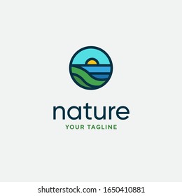 nature in vintage style design logo template