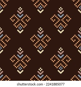 Nature vintages cross stitch traditional ethnic pattern paisley flower Ikat background abstract Aztec African Indonesian Indian seamless pattern for fabric print cloth dress carpet curtains and sarong