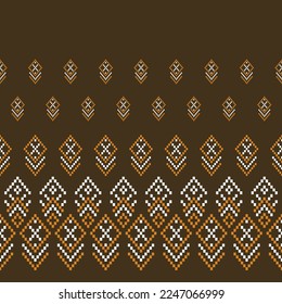 Nature vintages cross stitch traditional ethnic pattern paisley flower Ikat background abstract Aztec African Indonesian Indian seamless pattern for fabric print cloth dress carpet curtains and sarong