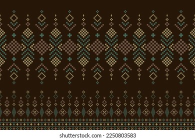 Nature vintages cross stitch traditional ethnic pattern paisley flower Ikat background abstract Aztec African Indonesian Indian seamless pattern for fabric print cloth dress carpet curtains and sarong