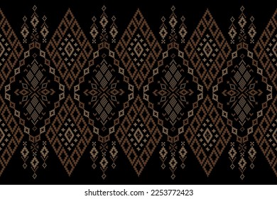 Nature vintages cross stitch traditional ethnic pattern paisley flower Ikat background abstract Aztec African Indonesian Indian seamless pattern for fabric print cloth dress carpet curtains and sarong