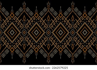 Nature vintages cross stitch traditional ethnic pattern paisley flower Ikat background abstract Aztec African Indonesian Indian seamless pattern for fabric print cloth dress carpet curtains and sarong