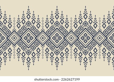 Nature vintages cross stitch traditional ethnic pattern paisley flower Ikat background abstract Aztec African Indonesian Indian seamless pattern for fabric print cloth dress carpet curtains and sarong