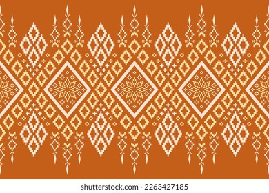 Nature vintages cross stitch traditional ethnic pattern paisley flower Ikat background abstract Aztec African Indonesian Indian seamless pattern for fabric print cloth dress carpet curtains and sarong
