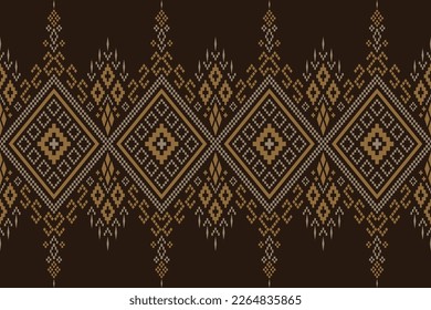 Nature vintages cross stitch traditional ethnic pattern paisley flower Ikat background abstract Aztec African Indonesian Indian seamless pattern for fabric print cloth dress carpet curtains and sarong