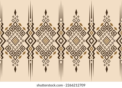 Nature vintages cross stitch traditional ethnic pattern paisley flower Ikat background abstract Aztec African Indonesian Indian seamless pattern for fabric print cloth dress carpet curtains and sarong