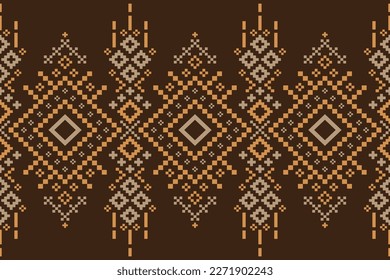 Nature vintages cross stitch traditional ethnic pattern paisley flower Ikat background abstract Aztec African Indonesian Indian seamless pattern for fabric print cloth dress carpet curtains and sarong