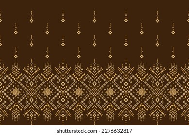 Nature vintages cross stitch traditional ethnic pattern paisley flower Ikat background abstract Aztec African Indonesian Indian seamless pattern for fabric print cloth dress carpet curtains and sarong