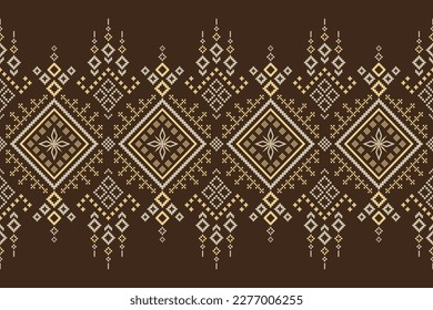 Nature vintages cross stitch traditional ethnic pattern paisley flower Ikat background abstract Aztec African Indonesian Indian seamless pattern for fabric print cloth dress carpet curtains and sarong