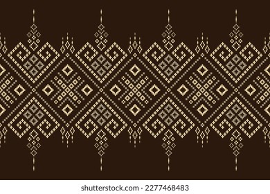 Nature vintages cross stitch traditional ethnic pattern paisley flower Ikat background abstract Aztec African Indonesian Indian seamless pattern for fabric print cloth dress carpet curtains and sarong