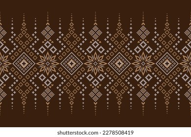 Nature vintages cross stitch traditional ethnic pattern paisley flower Ikat background abstract Aztec African Indonesian Indian seamless pattern for fabric print cloth dress carpet curtains   sarong