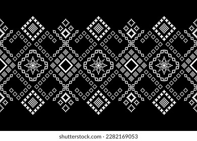 Nature vintages cross stitch traditional ethnic pattern paisley flower Ikat background abstract Aztec African Indonesian Indian seamless pattern for fabric print cloth dress carpet curtains and sarong