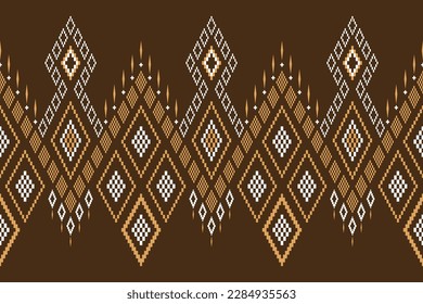 Nature vintages cross stitch traditional ethnic pattern paisley flower Ikat background abstract Aztec African Indonesian Indian seamless pattern for fabric print cloth dress carpet curtains and sarong