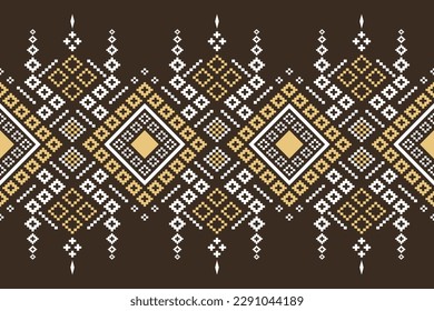 Nature vintages cross stitch traditional ethnic pattern paisley flower Ikat background abstract Aztec African Indonesian Indian seamless pattern for fabric print cloth dress carpet curtains and sarong