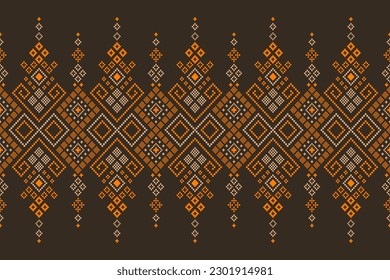 Nature vintages cross stitch traditional ethnic pattern paisley flower Ikat background abstract Aztec African Indonesian Indian seamless pattern for fabric print cloth dress carpet curtains and sarong