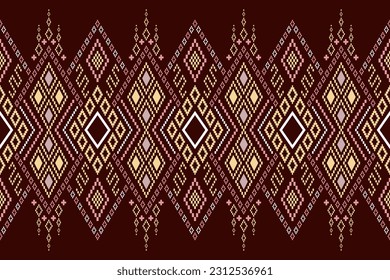 Nature vintages cross stitch traditional ethnic pattern paisley flower Ikat background abstract Aztec African Indonesian Indian seamless pattern for fabric print cloth dress carpet curtains and sarong