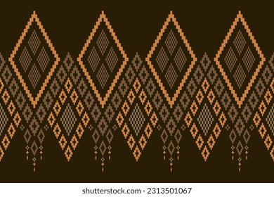 Nature vintages cross stitch traditional ethnic pattern paisley flower Ikat background abstract Aztec African Indonesian Indian seamless pattern for fabric print cloth dress carpet curtains and sarong