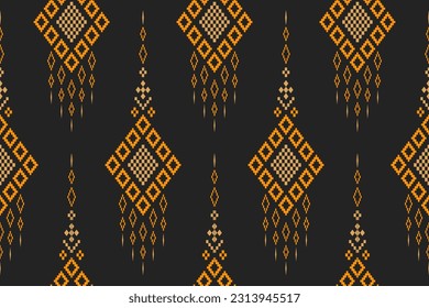 Nature vintages cross stitch traditional ethnic pattern paisley flower Ikat background abstract Aztec African Indonesian Indian seamless pattern for fabric print cloth dress carpet curtains and sarong