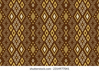 Nature vintages cross stitch traditional ethnic pattern paisley flower Ikat background abstract Aztec African Indonesian Indian seamless pattern for fabric print cloth dress carpet curtains and sarong