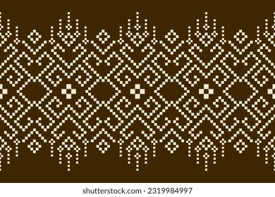 Nature vintages cross stitch traditional ethnic pattern paisley flower Ikat background abstract Aztec African Indonesian Indian seamless pattern for fabric print cloth dress carpet curtains and sarong