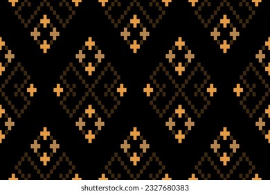 Nature vintages cross stitch traditional ethnic pattern paisley flower Ikat background abstract Aztec African Indonesian Indian seamless pattern for fabric print cloth dress carpet curtains and sarong