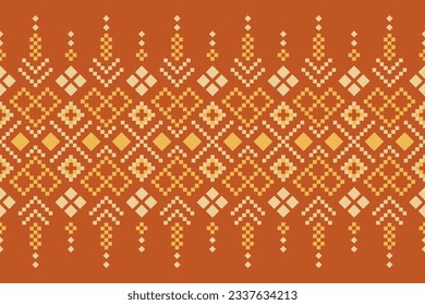Nature vintages cross stitch traditional ethnic pattern paisley flower Ikat background abstract Aztec African Indonesian Indian seamless pattern for fabric print cloth dress carpet curtains and sarong