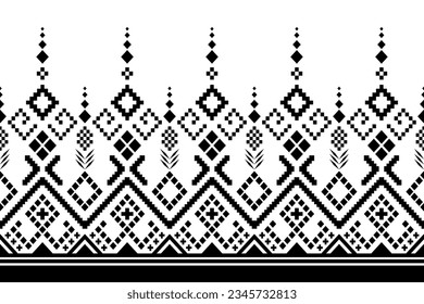 Nature vintages cross stitch traditional ethnic pattern paisley flower Ikat background abstract Aztec African Indonesian Indian seamless pattern for fabric print cloth dress carpet curtains and sarong