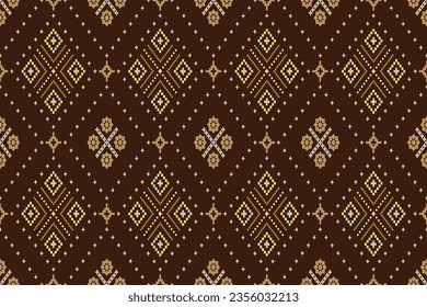 Nature vintages cross stitch traditional ethnic pattern paisley flower Ikat background abstract Aztec African Indonesian Indian seamless pattern for fabric print cloth dress carpet curtains and sarong