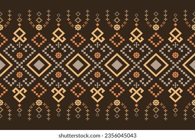 Nature vintages cross stitch traditional ethnic pattern paisley flower Ikat background abstract Aztec African Indonesian Indian seamless pattern for fabric print cloth dress carpet curtains and sarong