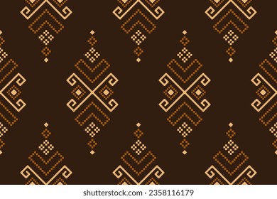 Nature vintages cross stitch traditional ethnic pattern paisley flower Ikat background abstract Aztec African Indonesian Indian seamless pattern for fabric print cloth dress carpet curtains and sarong