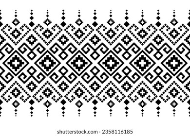 Nature vintages cross stitch traditional ethnic pattern paisley flower Ikat background abstract Aztec African Indonesian Indian seamless pattern for fabric print cloth dress carpet curtains and sarong