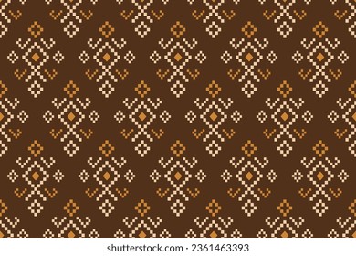 Nature vintages cross stitch traditional ethnic pattern paisley flower Ikat background abstract Aztec African Indonesian Indian seamless pattern for fabric print cloth dress carpet curtains and sarong