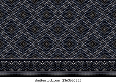 Nature vintages cross stitch traditional ethnic pattern paisley flower Ikat background abstract Aztec African Indonesian Indian seamless pattern for fabric print cloth dress carpet curtains and sarong
