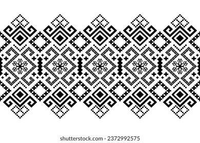 Nature vintages cross stitch traditional ethnic pattern paisley flower Ikat background abstract Aztec African Indonesian Indian seamless pattern for fabric print cloth dress carpet curtains and sarong