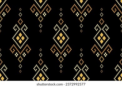 Nature vintages cross stitch traditional ethnic pattern paisley flower Ikat background abstract Aztec African Indonesian Indian seamless pattern for fabric print cloth dress carpet curtains and sarong