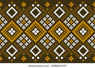 Nature vintages cross stitch traditional ethnic pattern paisley flower Ikat background abstract Aztec African Indonesian Indian seamless pattern for fabric print cloth dress carpet curtains and sarong