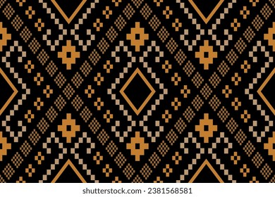 Nature vintages cross stitch traditional ethnic pattern paisley flower Ikat background abstract Aztec African Indonesian Indian seamless pattern for fabric print cloth dress carpet curtains and sarong