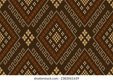 Nature vintages cross stitch traditional ethnic pattern paisley flower Ikat background abstract Aztec African Indonesian Indian seamless pattern for fabric print cloth dress carpet curtains and sarong