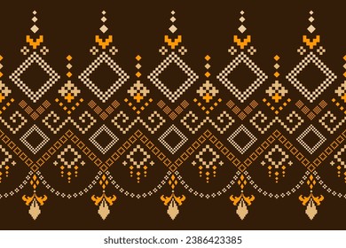 Nature vintages cross stitch traditional ethnic pattern paisley flower Ikat background abstract Aztec African Indonesian Indian seamless pattern for fabric print cloth dress carpet curtains and sarong