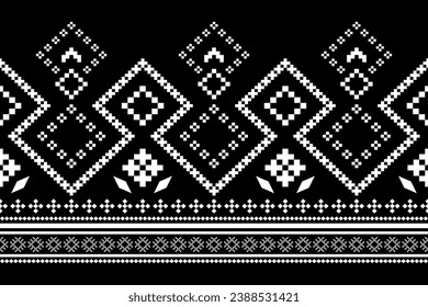 Nature vintages cross stitch traditional ethnic pattern paisley flower Ikat background abstract Aztec African Indonesian Indian seamless pattern for fabric print cloth dress carpet curtains and sarong