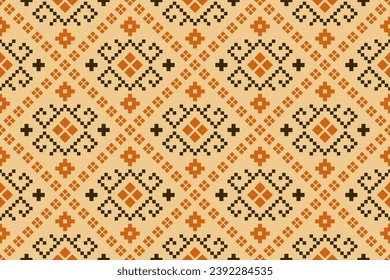 Nature vintages cross stitch traditional ethnic pattern paisley flower Ikat background abstract Aztec African Indonesian Indian seamless pattern for fabric print cloth dress carpet curtains and sarong