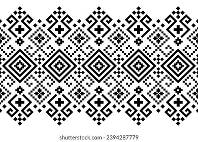 Nature vintages cross stitch traditional ethnic pattern paisley flower Ikat background abstract Aztec African Indonesian Indian seamless pattern for fabric print cloth dress carpet curtains and sarong